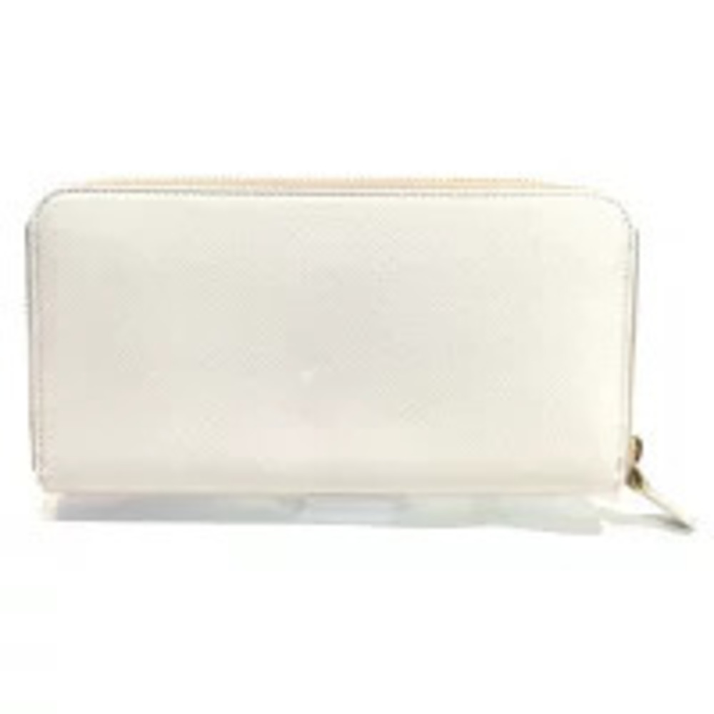 PRADA Long Wallet Round Zipper Wallet Bill Card White Leather - Picture 2 of 10